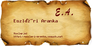Eszlári Aranka névjegykártya